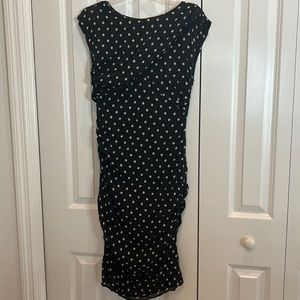 Dainty Ann Taylor Ruched Polka Dot Dress 6 Petite